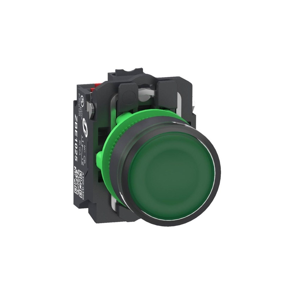 SCHNEIDER ELECTRIC Harmony lamptryck komplett i plast med LED och plan tryckyta...