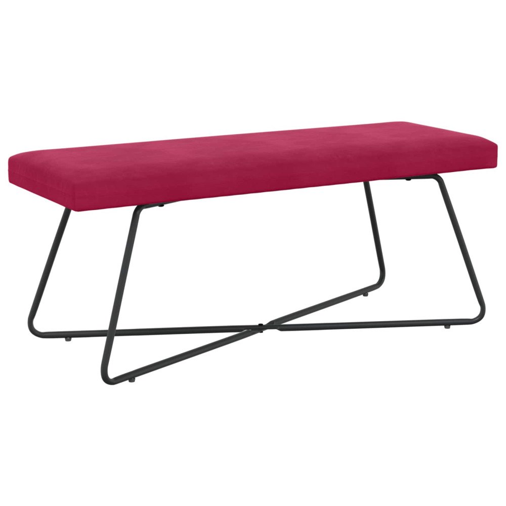 vidaXL bänk Enfärgad Vinröd 110 x 40 x 45 cm Sammet