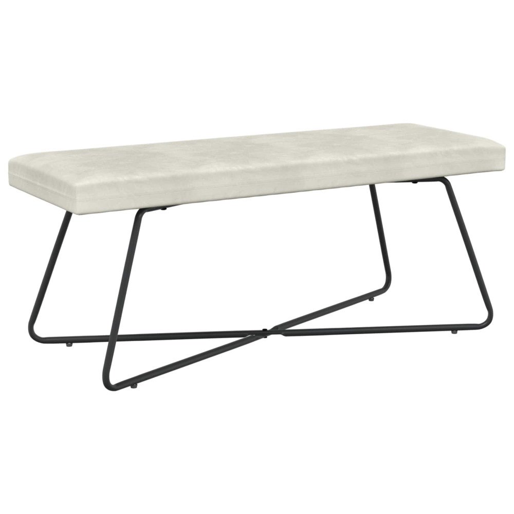 vidaXL bänk Enfärgad Gräddvit 110 x 40 x 45 cm Sammet