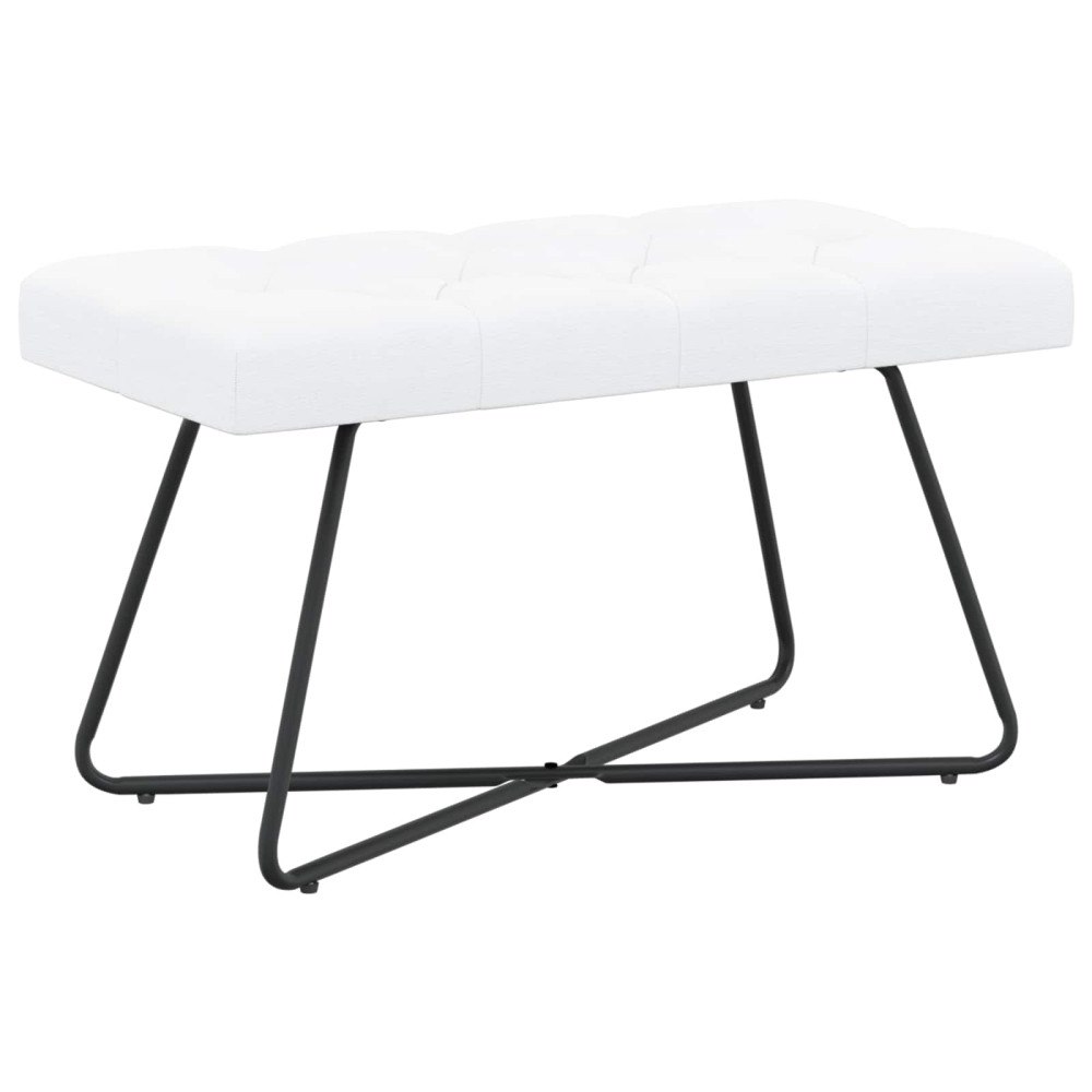 vidaXL Bänk med knappar Vit 80 x 40 x 46 cm Tyg