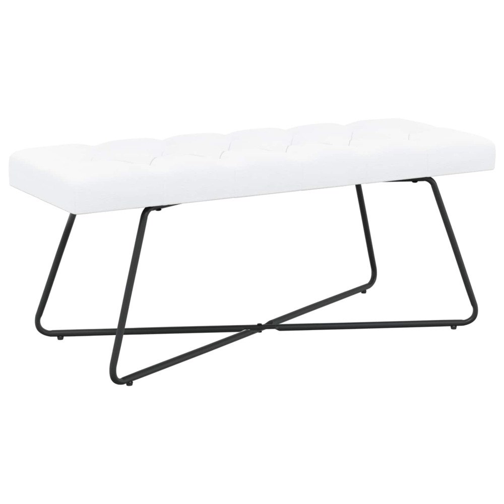 vidaXL Bänk med knappar Vit 110 x 40 x 46 cm Tyg