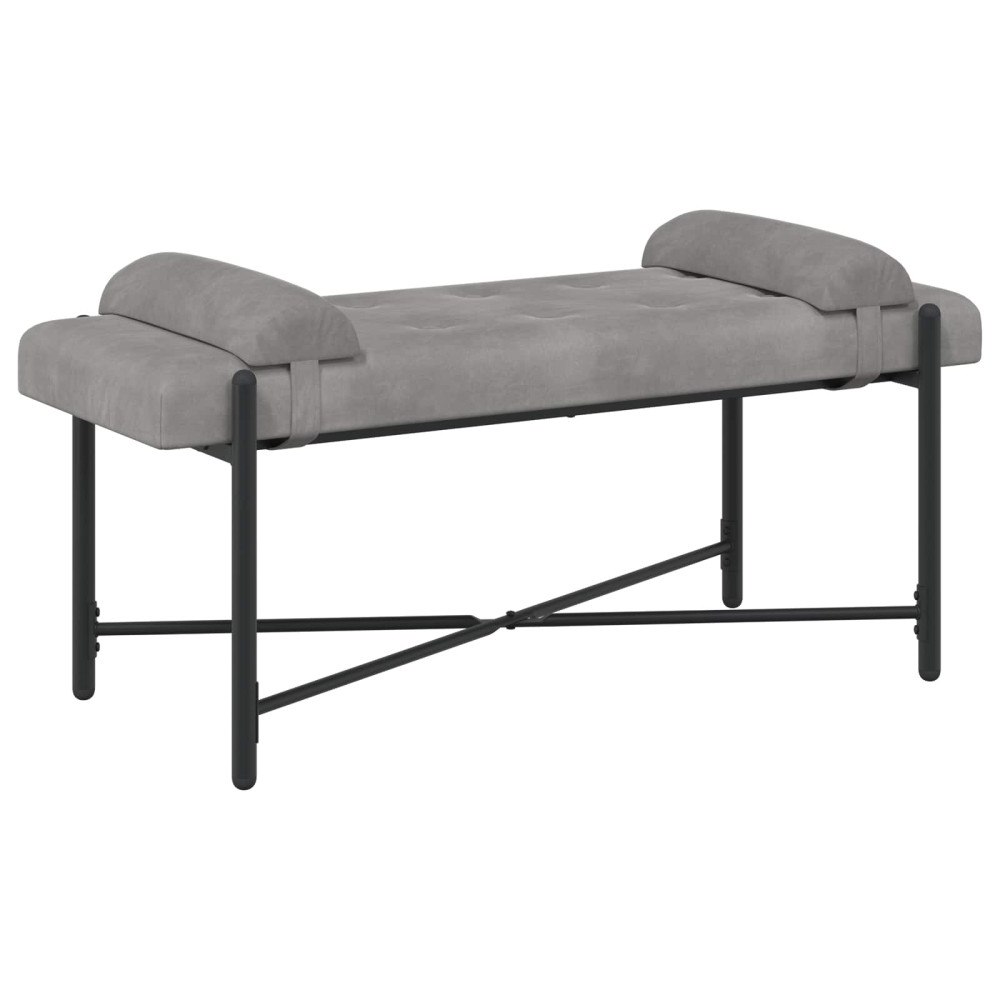 vidaXL Knappstoppad bänk med kuddar Ljusgrå 110 x 40 x 46 cm Sammet
