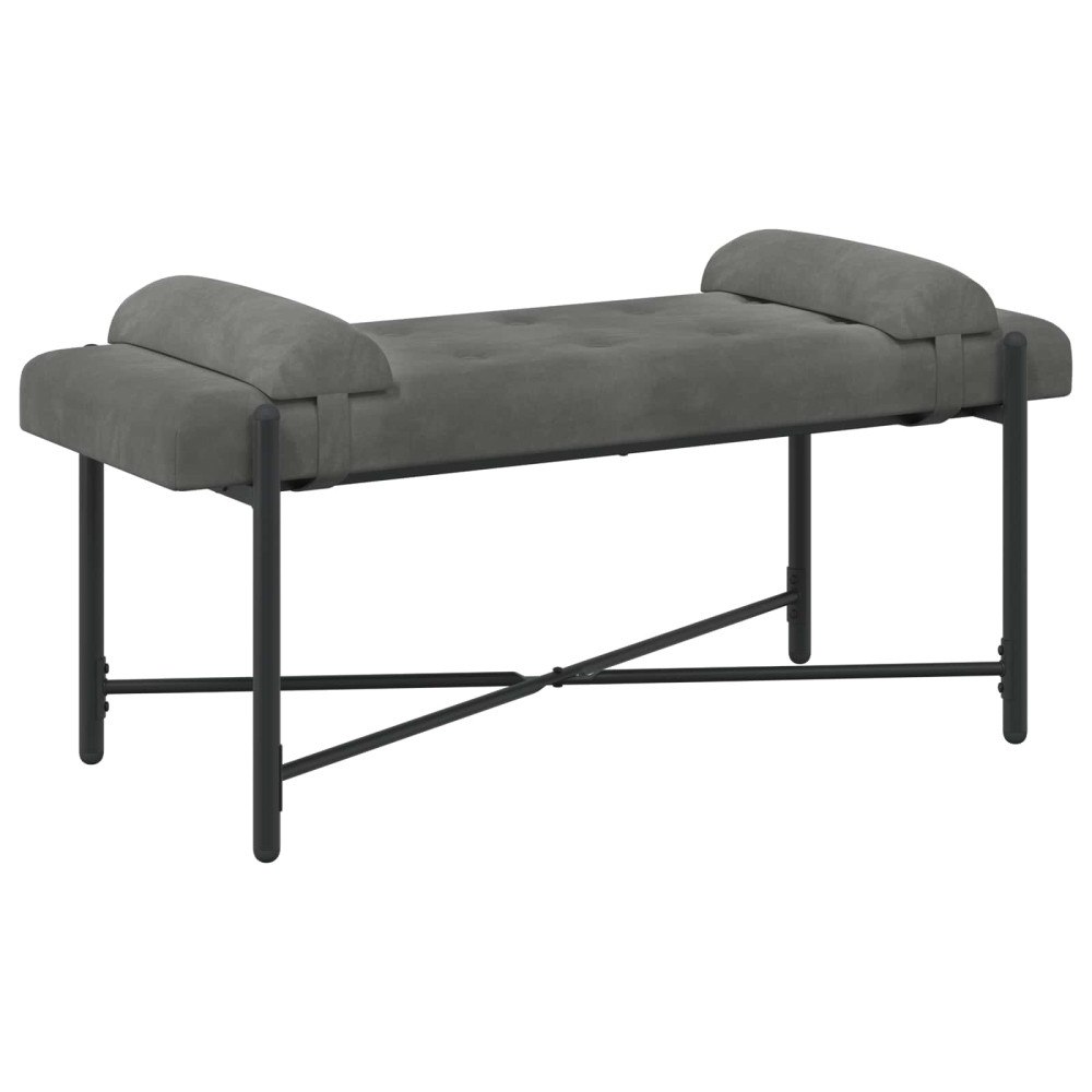 vidaXL Knappstoppad bänk med kuddar Mörkgrå 110 x 40 x 46 cm Sammet