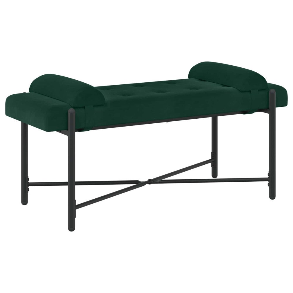 vidaXL Knappstoppad bänk med kuddar Mörkgrön 110 x 40 x 46 cm Sammet