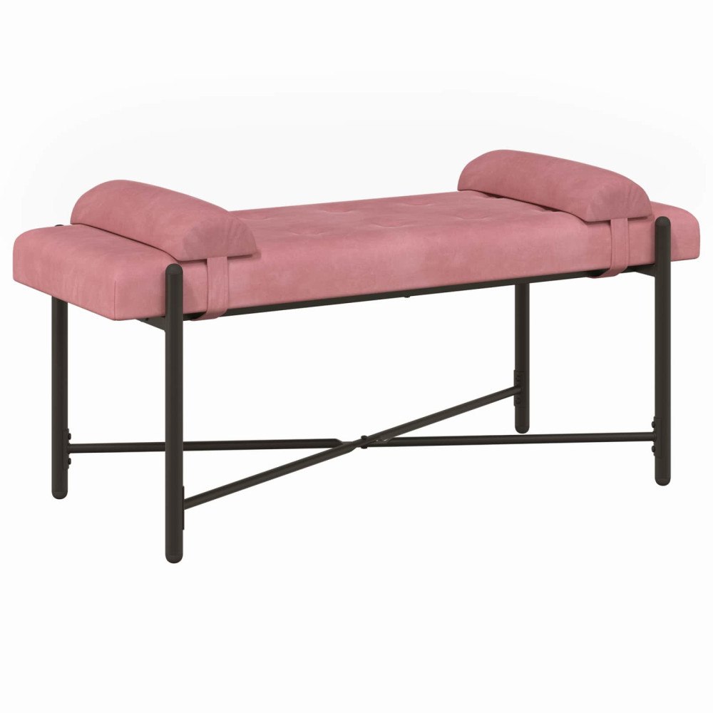 vidaXL Knappstoppad bänk med kuddar Rosa 110 x 40 x 46 cm Sammet