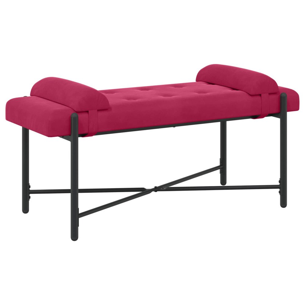 vidaXL Knappstoppad bänk med kuddar Vinröd 110 x 40 x 46 cm Sammet