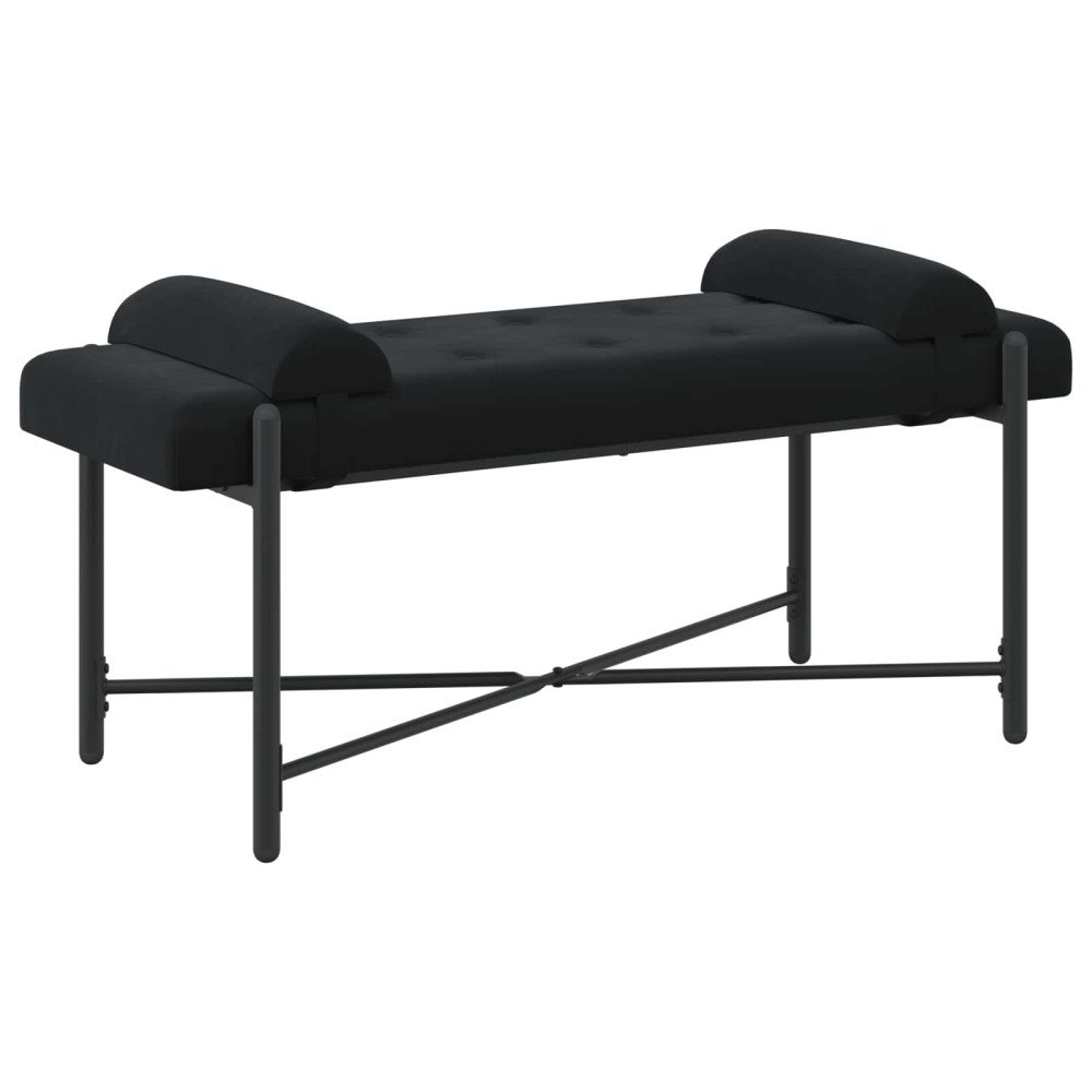 vidaXL Knappstoppad bänk med kuddar Svart 110 x 40 x 46 cm Sammet