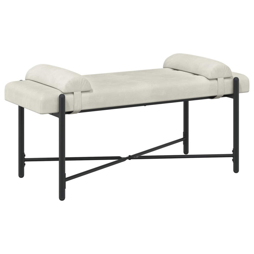 vidaXL Knappstoppad bänk med kuddar Gräddvit 110 x 40 x 46 cm Sammet