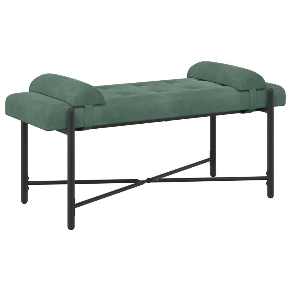 vidaXL Knappstoppad bänk med kuddar Havgrön 110 x 40 x 46 cm Sammet