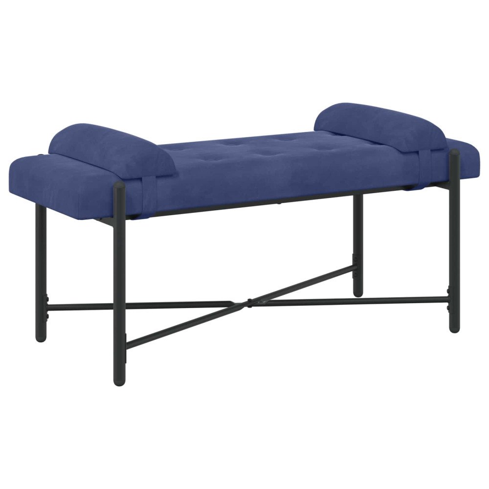 vidaXL Knappstoppad bänk med kuddar Polisblå 110 x 40 x 46 cm Sammet