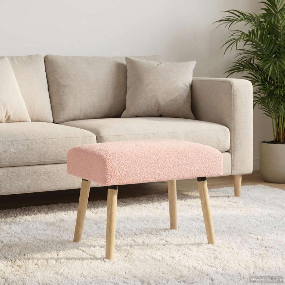 vidaXL bänk Enfärgad Rosa 60 x 40 x 45 cm Bouclé