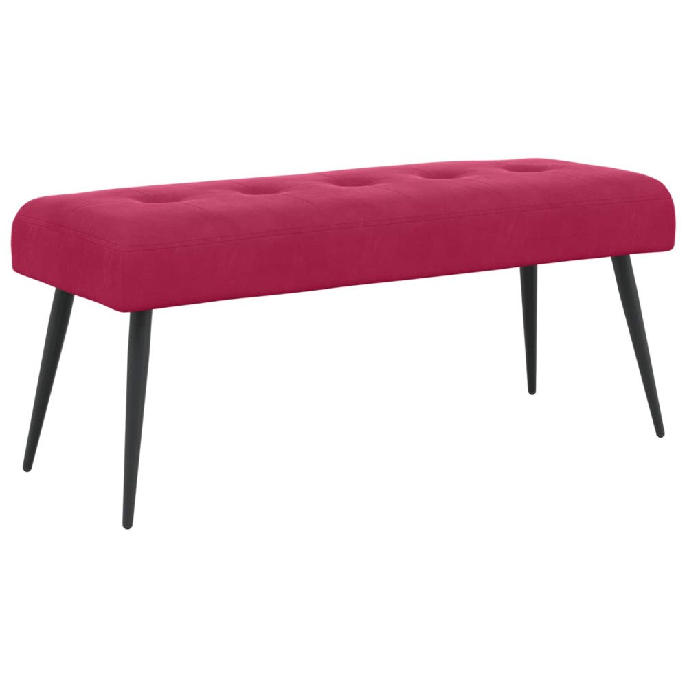 vidaXL Bänk med knappar Vinröd 110 x 40 x 46 cm Sammet