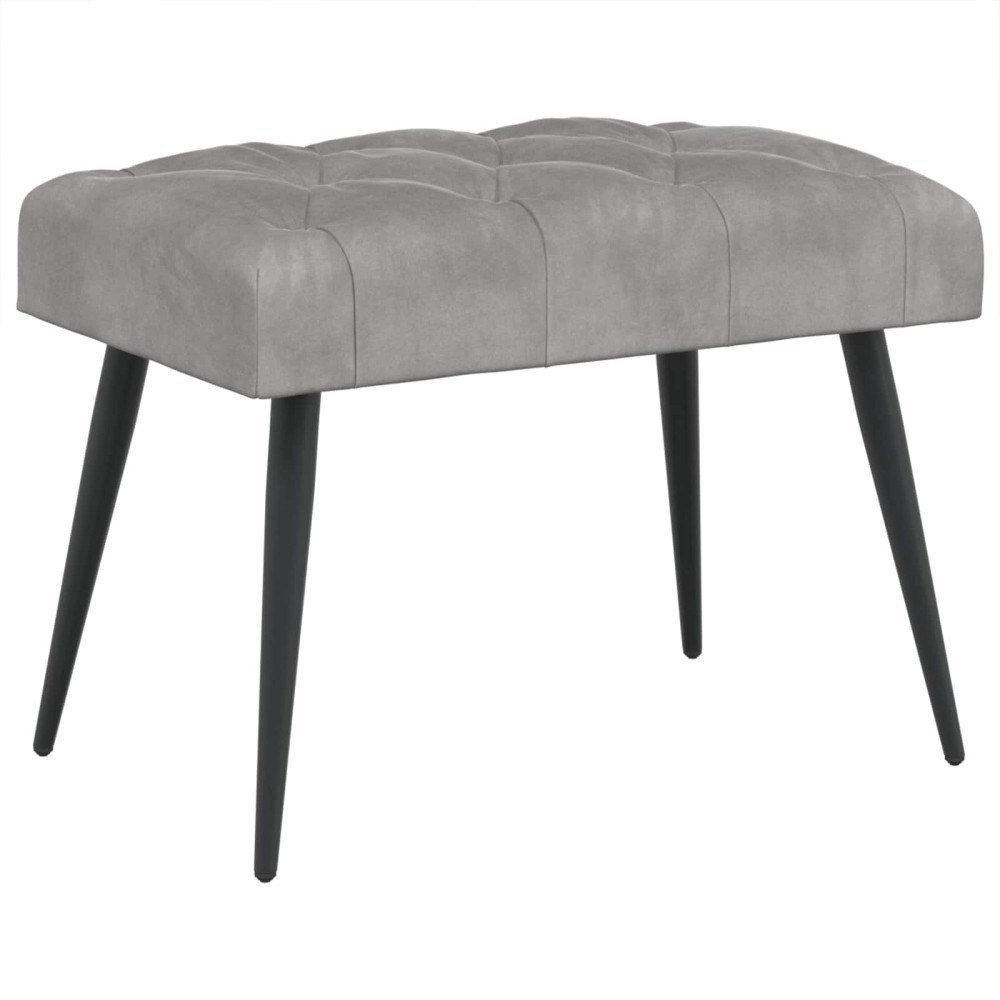 vidaXL Bänk med knappar Ljusgrå 60 x 40 x 45 cm Sammet