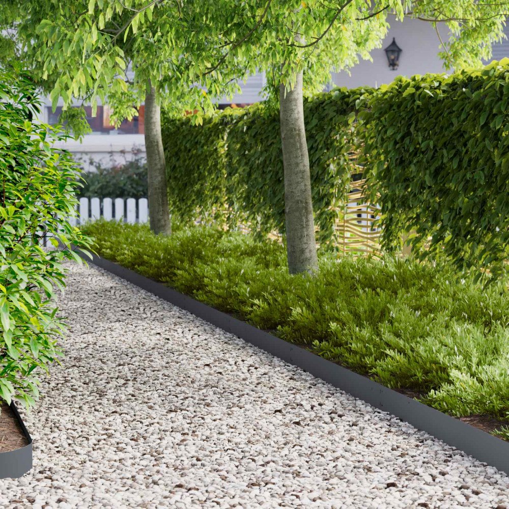 vidaXL Kant för gräsmatta 30 pcs 103 x 15 cm metall Antracit