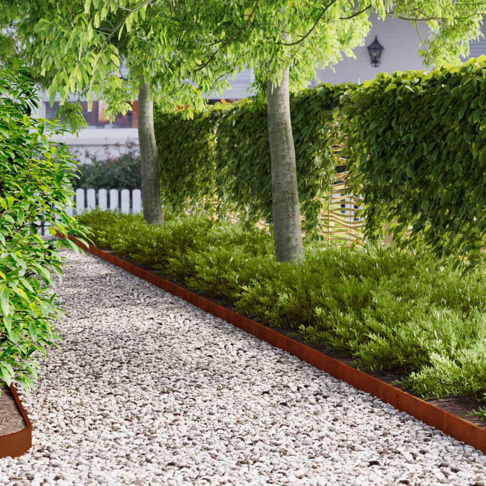 vidaXL Kant för gräsmatta 30 pcs 103 x 10 cm Stål Rostig
