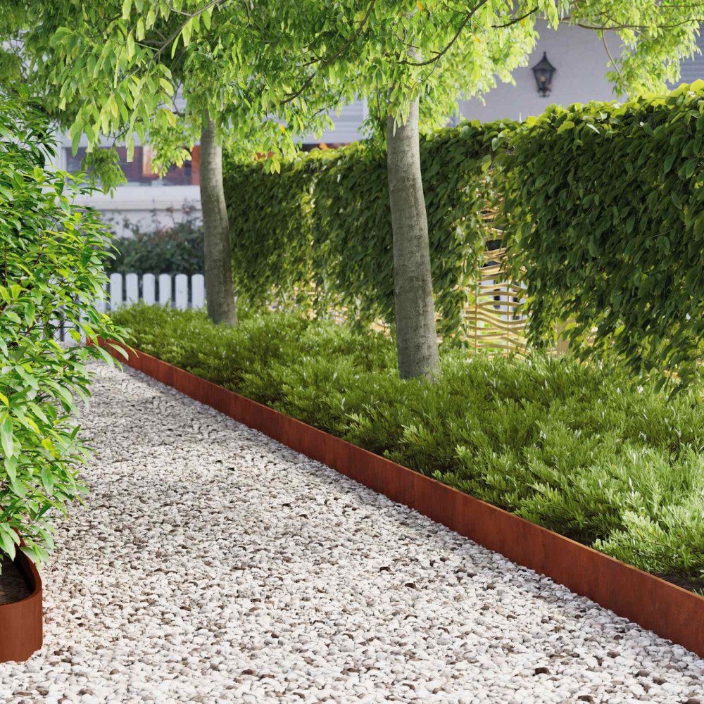 vidaXL Kant för gräsmatta 20 pcs 103 x 15 cm Stål Rostig