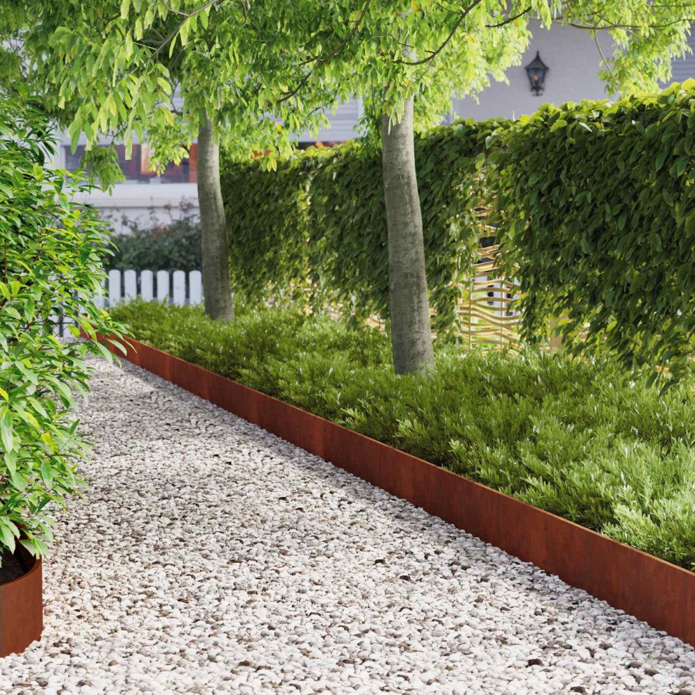 vidaXL Kant för gräsmatta 20 pcs 103 x 20 cm Stål Rostig