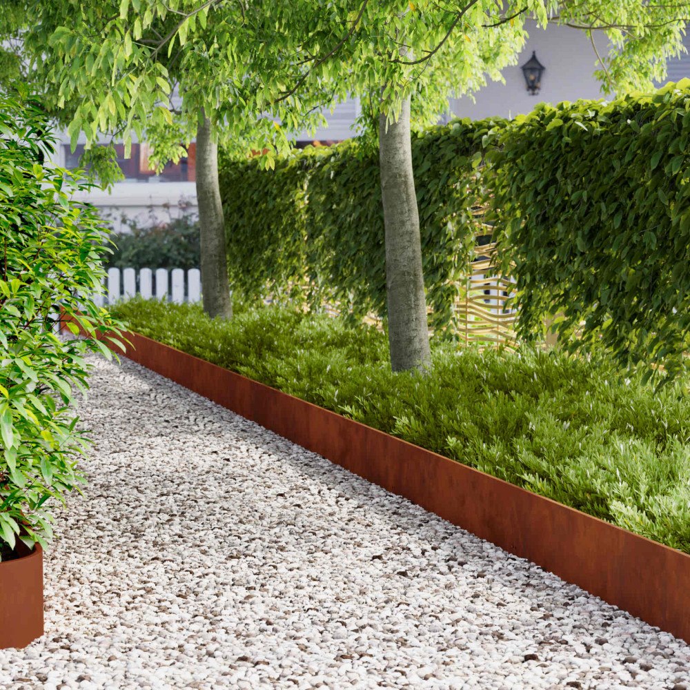 vidaXL Kant för gräsmatta 20 pcs 103 x 25 cm Stål Rostig
