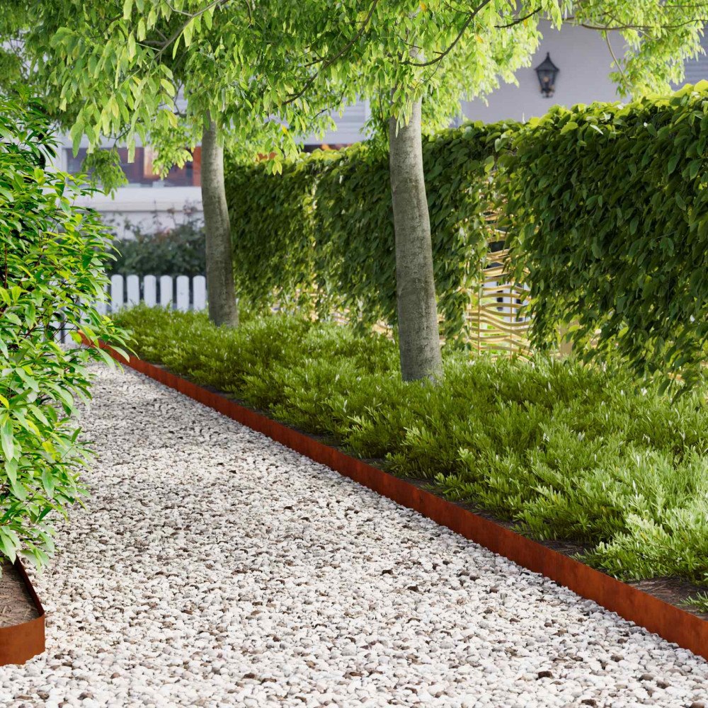 vidaXL Kant för gräsmatta 10 pcs 103 x 10 cm Stål Rostig