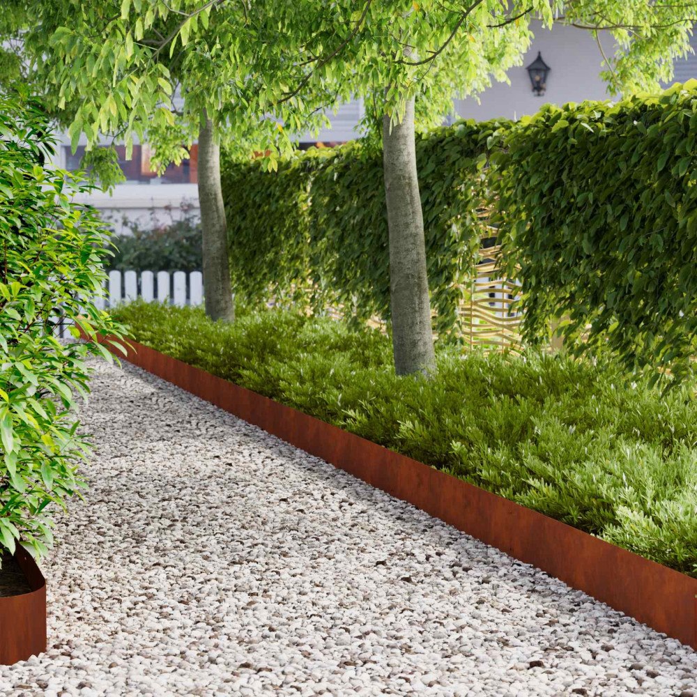 vidaXL Kant för gräsmatta 20 pcs 103 x 20 cm Stål Rostig
