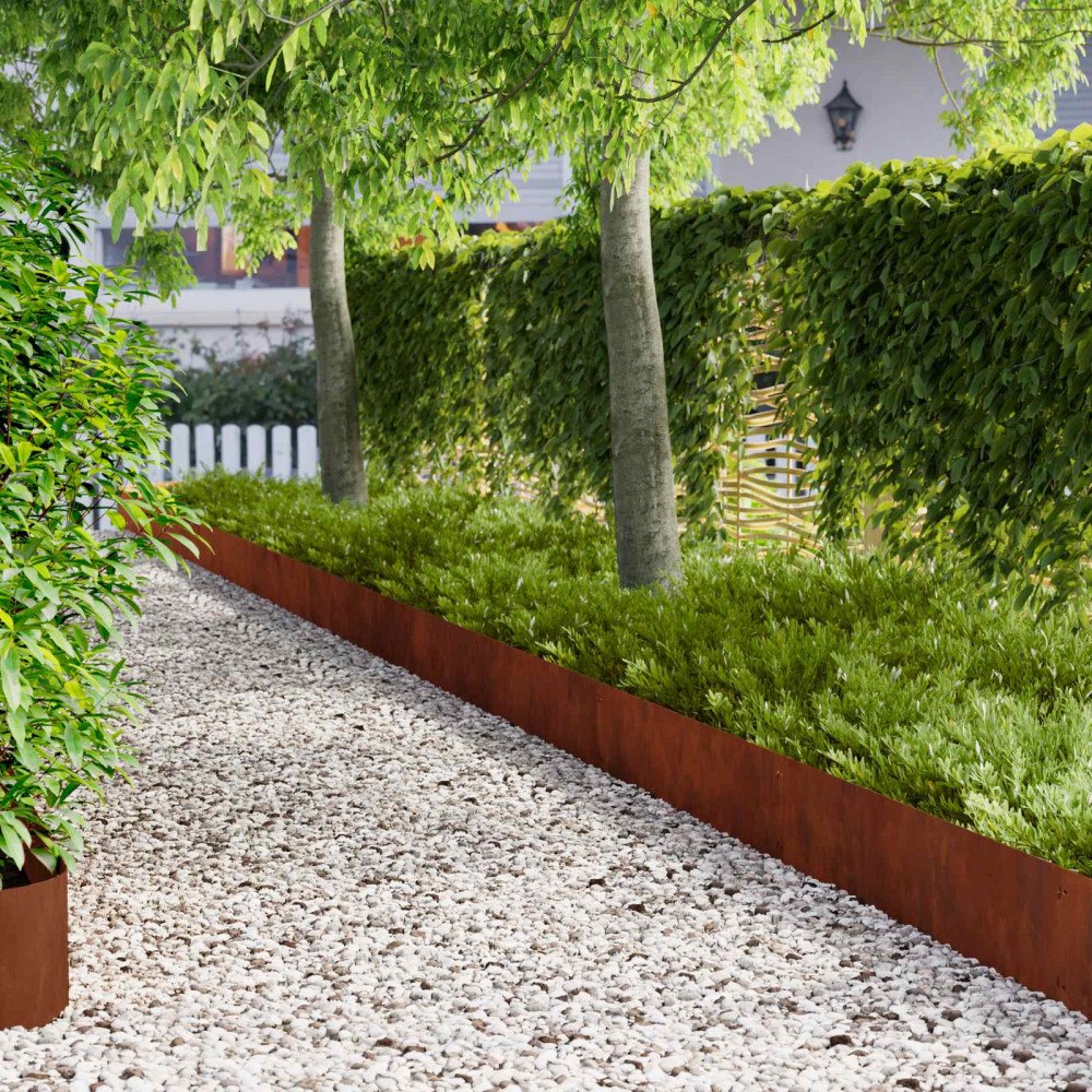 vidaXL Kant för gräsmatta 10 pcs 103 x 25 cm Stål Rostig