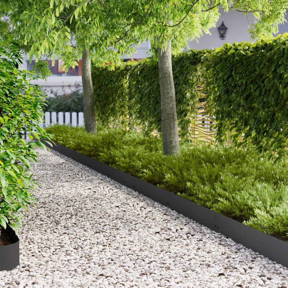 vidaXL Kant för gräsmatta 50 pcs 100 x 20 cm Stål Svart