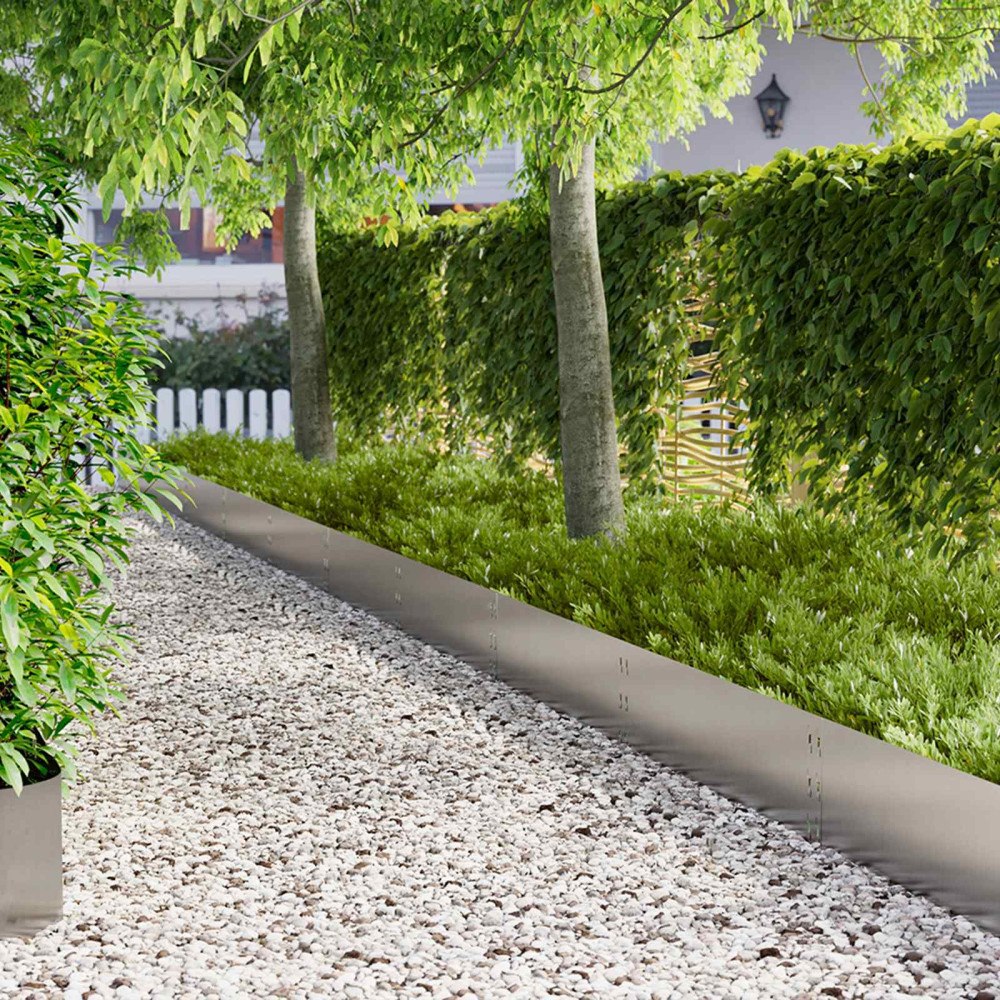 vidaXL Kant för gräsmatta 10 pcs 100 x 30 cm Stål Silver