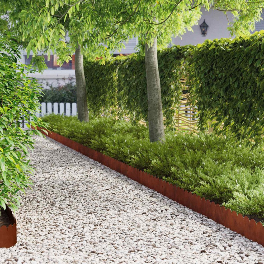 vidaXL Kant för gräsmatta 20 pcs 103 x 20 cm Stål Rostig