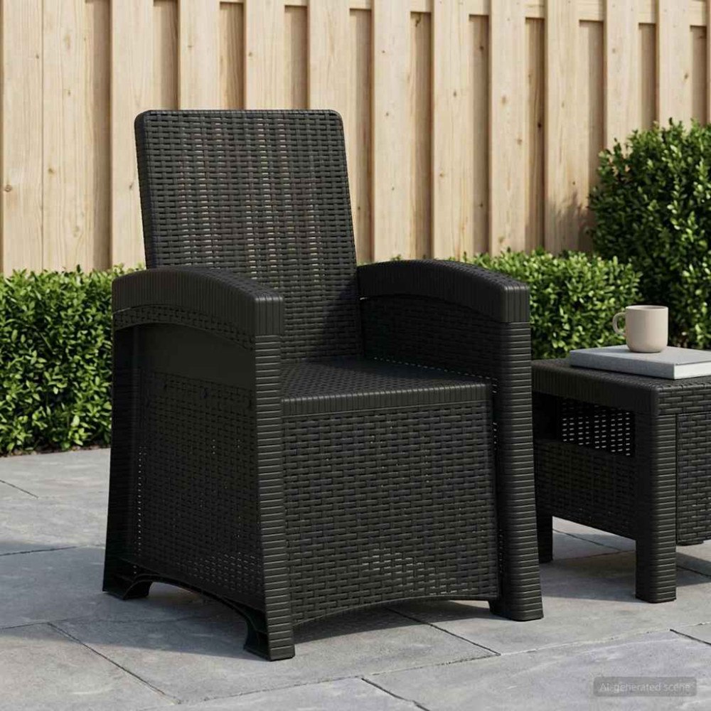 vidaXL Reclining gardenstol i rottinglook Antracit PP
