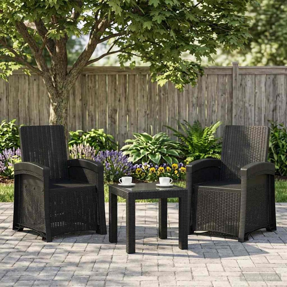 vidaXL Reclining gardenstol i rottinglook 2 pcs Antracit PP