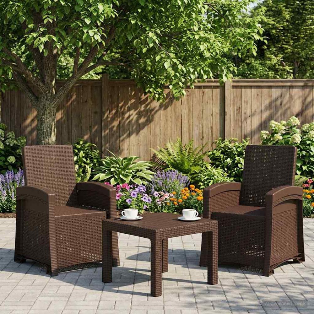 vidaXL Reclining gardenstol i rottinglook 2 pcs Brun PP