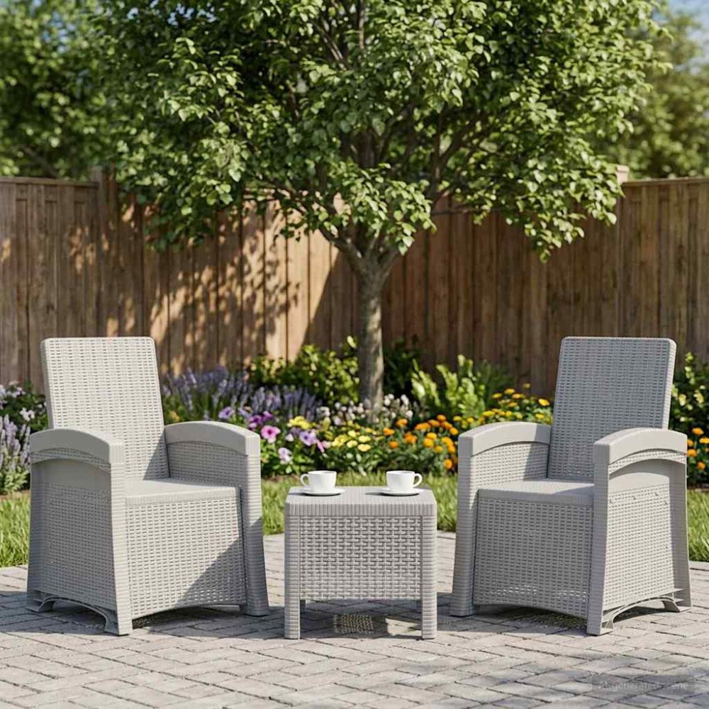 vidaXL Reclining gardenstol i rottinglook 2 pcs Vit PP