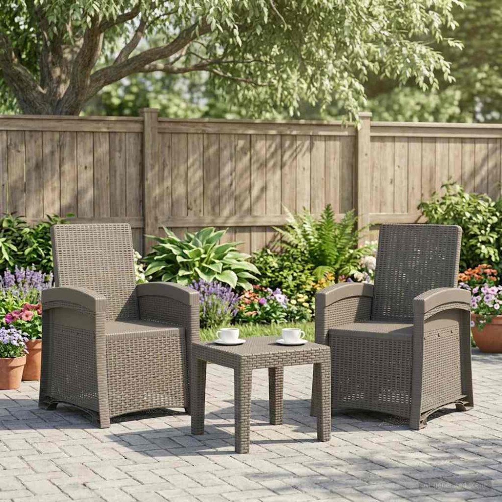 vidaXL Reclining gardenstol i rottinglook 2 pcs Ljusgrå PP