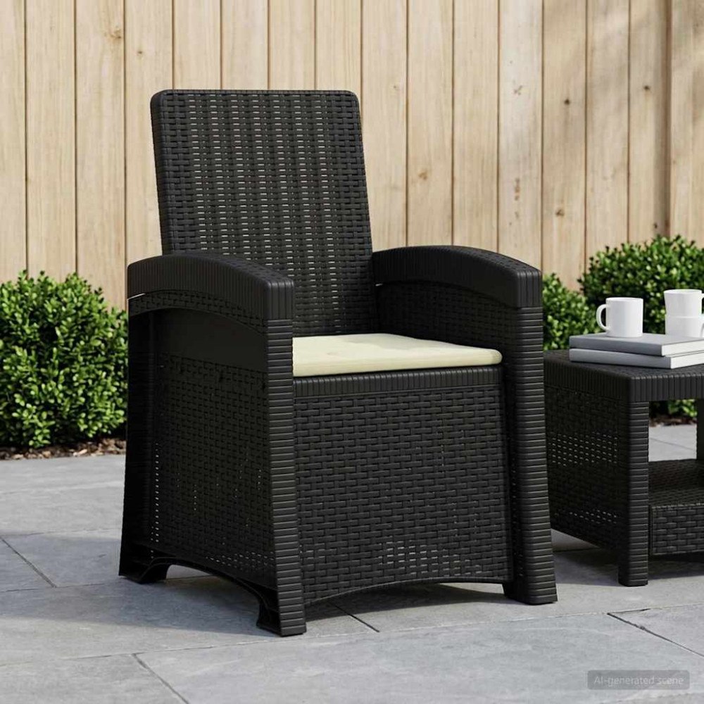vidaXL Reclining gardenstol i rottinglook Antracit och gräddvit PP
