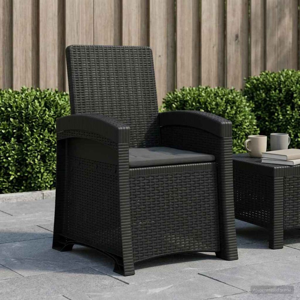 vidaXL Reclining gardenstol i rottinglook Antracit PP