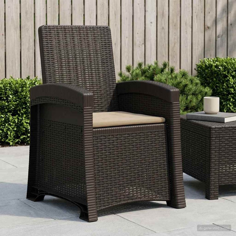 vidaXL Reclining gardenstol i rottinglook Antracit och taupe PP