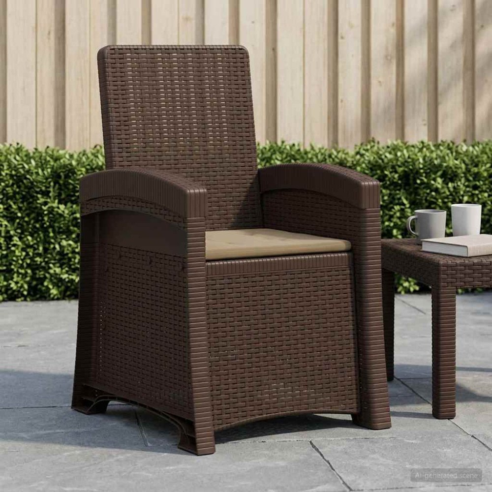 vidaXL Reclining gardenstol i rottinglook Brun och taupe PP