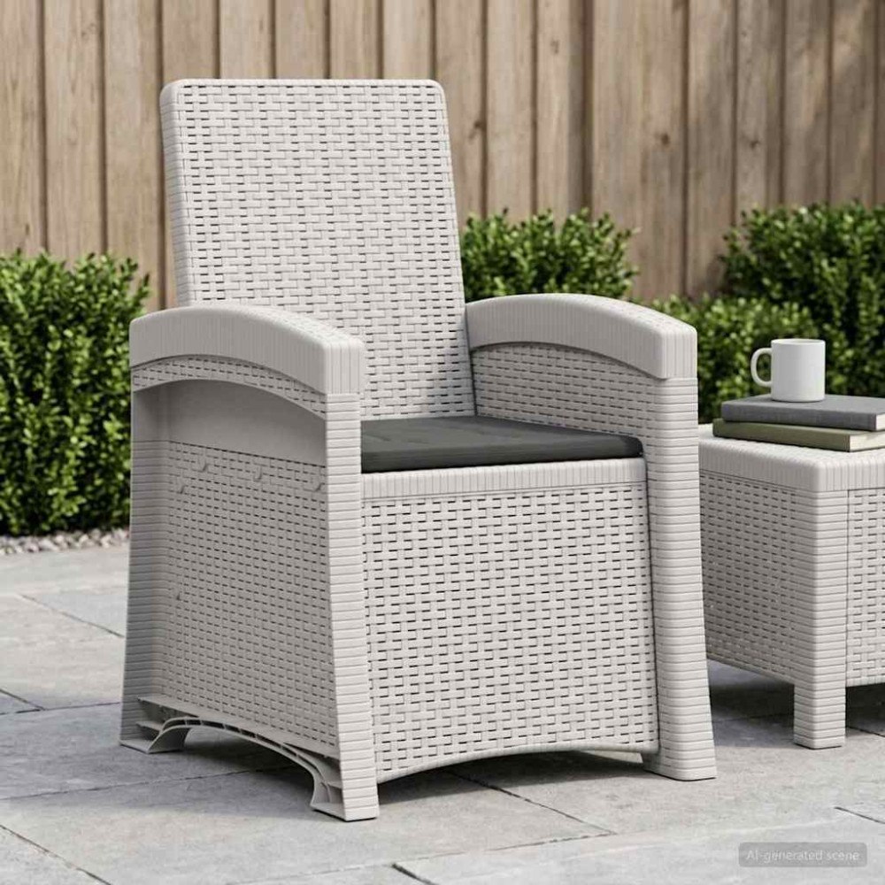 vidaXL Reclining gardenstol i rottinglook Vit och antracit PP