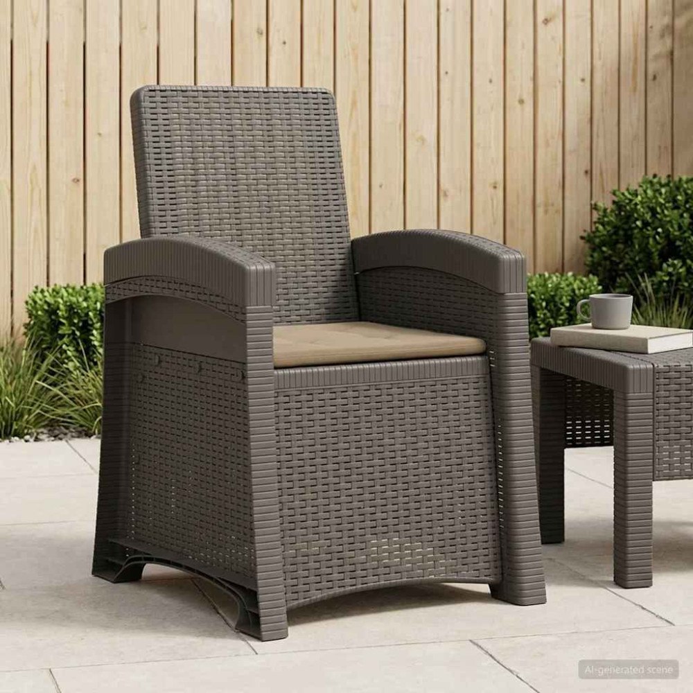 vidaXL Reclining gardenstol i rottinglook Ljusgrå och Taupe PP