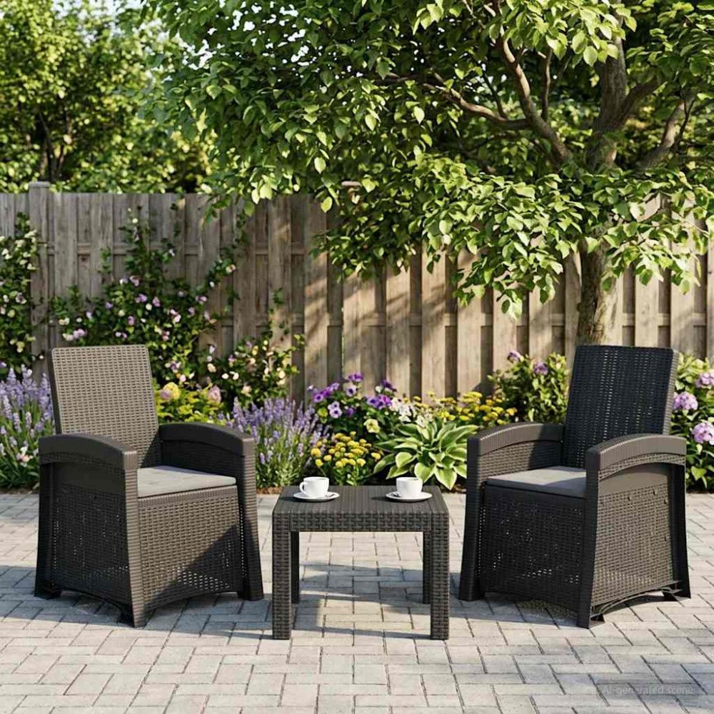 vidaXL Reclining gardenstol i rottinglook 2 pcs Antracit PP