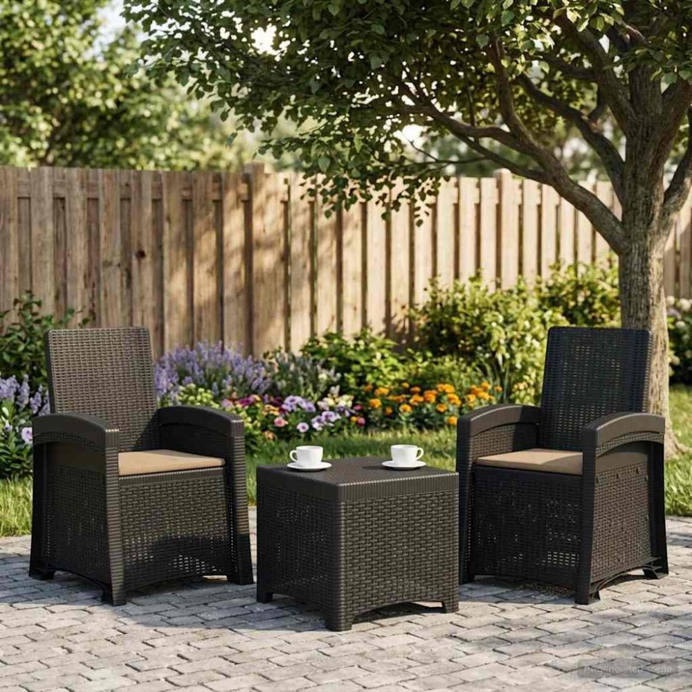vidaXL Reclining gardenstol i rottinglook 2 pcs Antracit och taupe PP