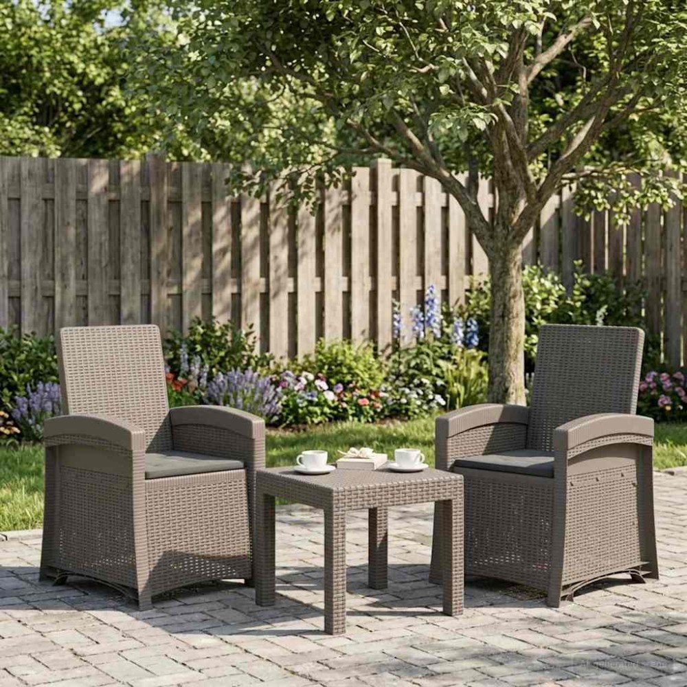 vidaXL Reclining gardenstol i rottinglook 2 pcs Ljusgrå och antracit