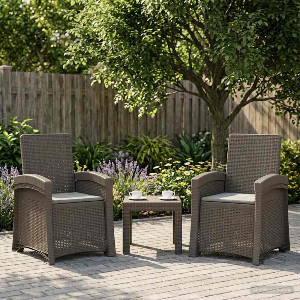 vidaXL Reclining gardenstol i rottinglook 2 pcs Ljusgrå PP