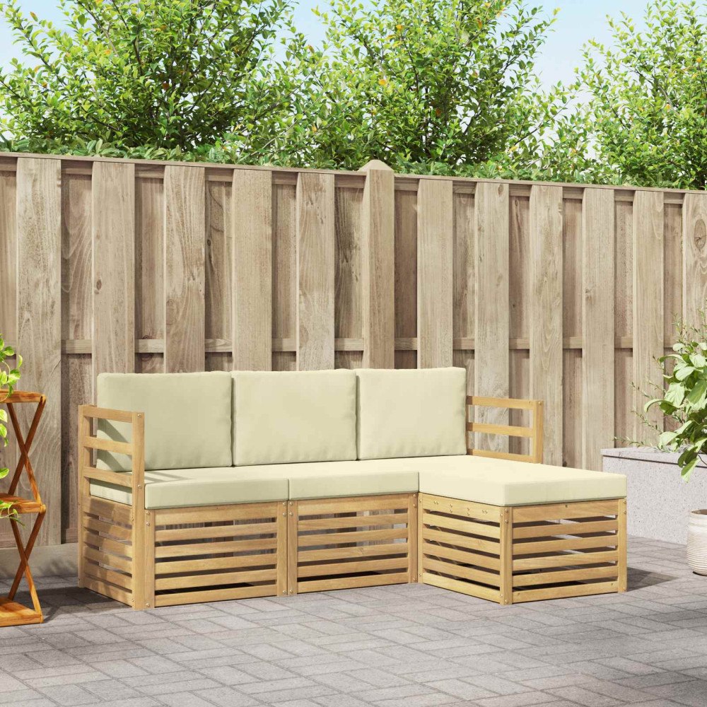 vidaXL Utomhussoffset 4 pcs Vit och grädde 185,5 x 122,5 x 73 cm