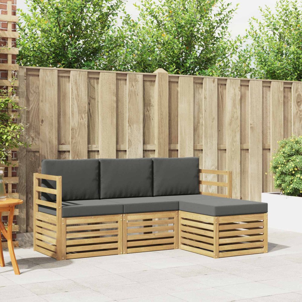 vidaXL Utomhussoffset 4 pcs Vit och antracit 185,5 x 122,5 x 73 cm
