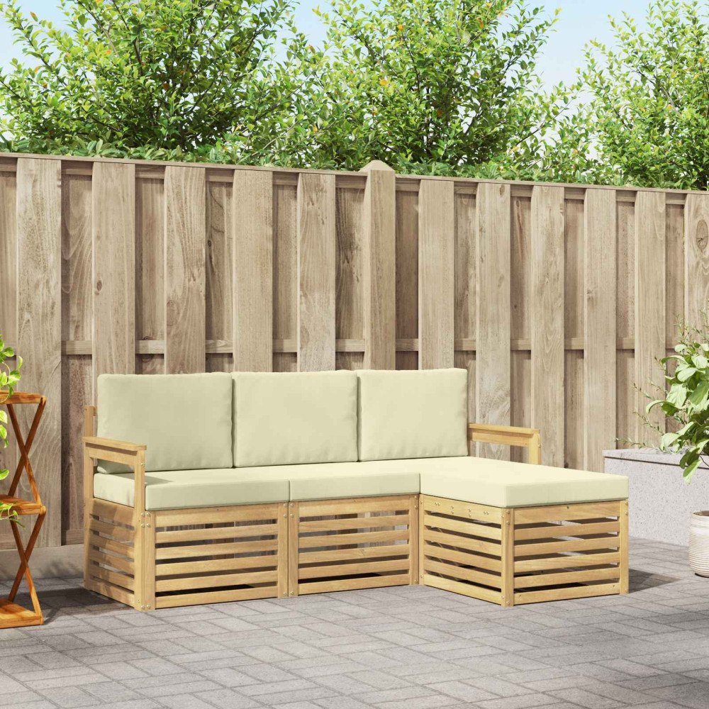 vidaXL Utomhussoffset 4 pcs Vit och grädde 189,5 x 122,5 x 73 cm