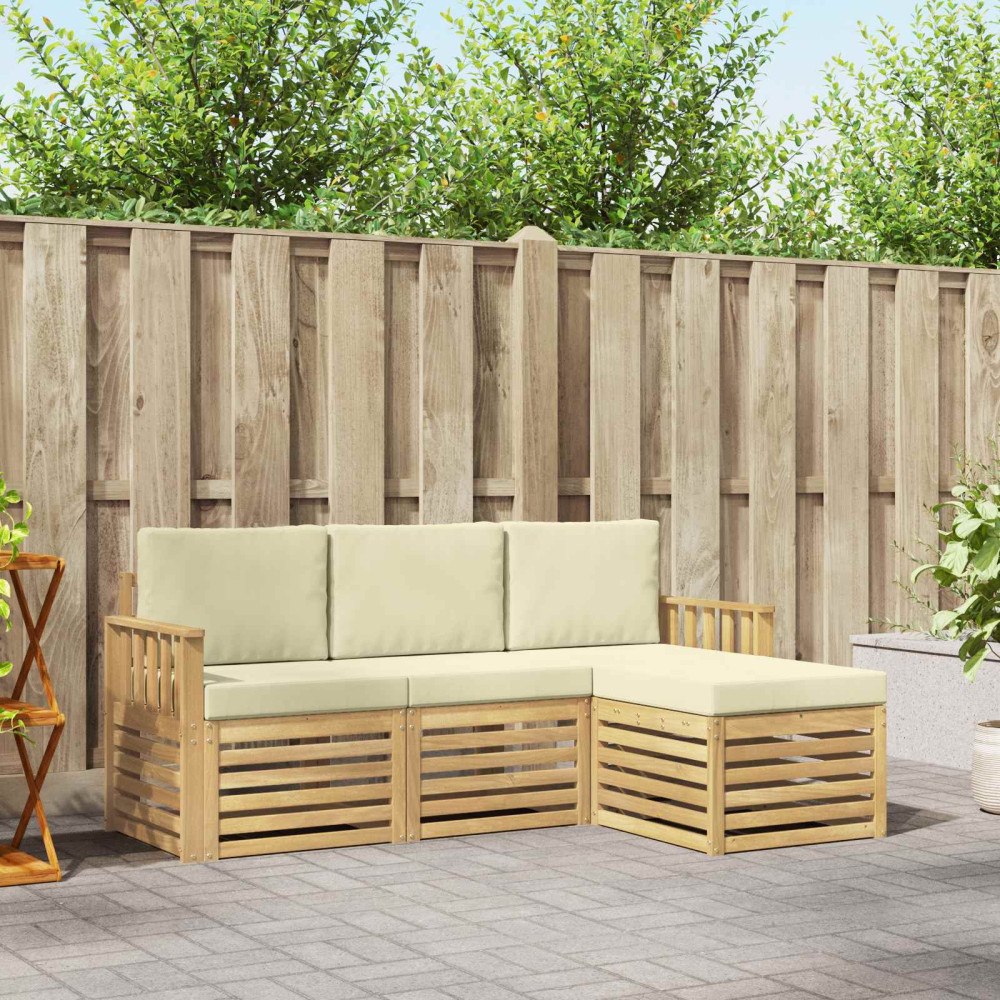 vidaXL Utomhussoffset 4 pcs Vit och grädde 189,5 x 122,5 x 73 cm