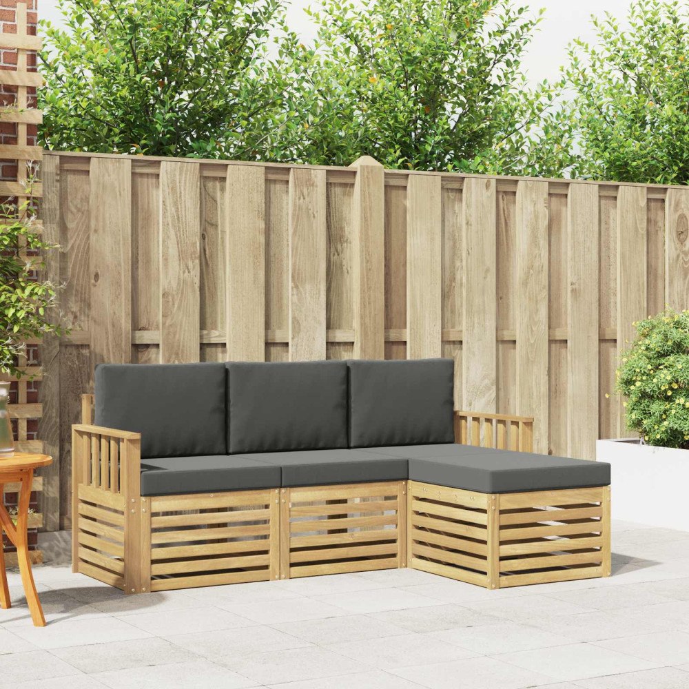 vidaXL Utomhussoffset 4 pcs Vit och antracit 189,5 x 122,5 x 73 cm