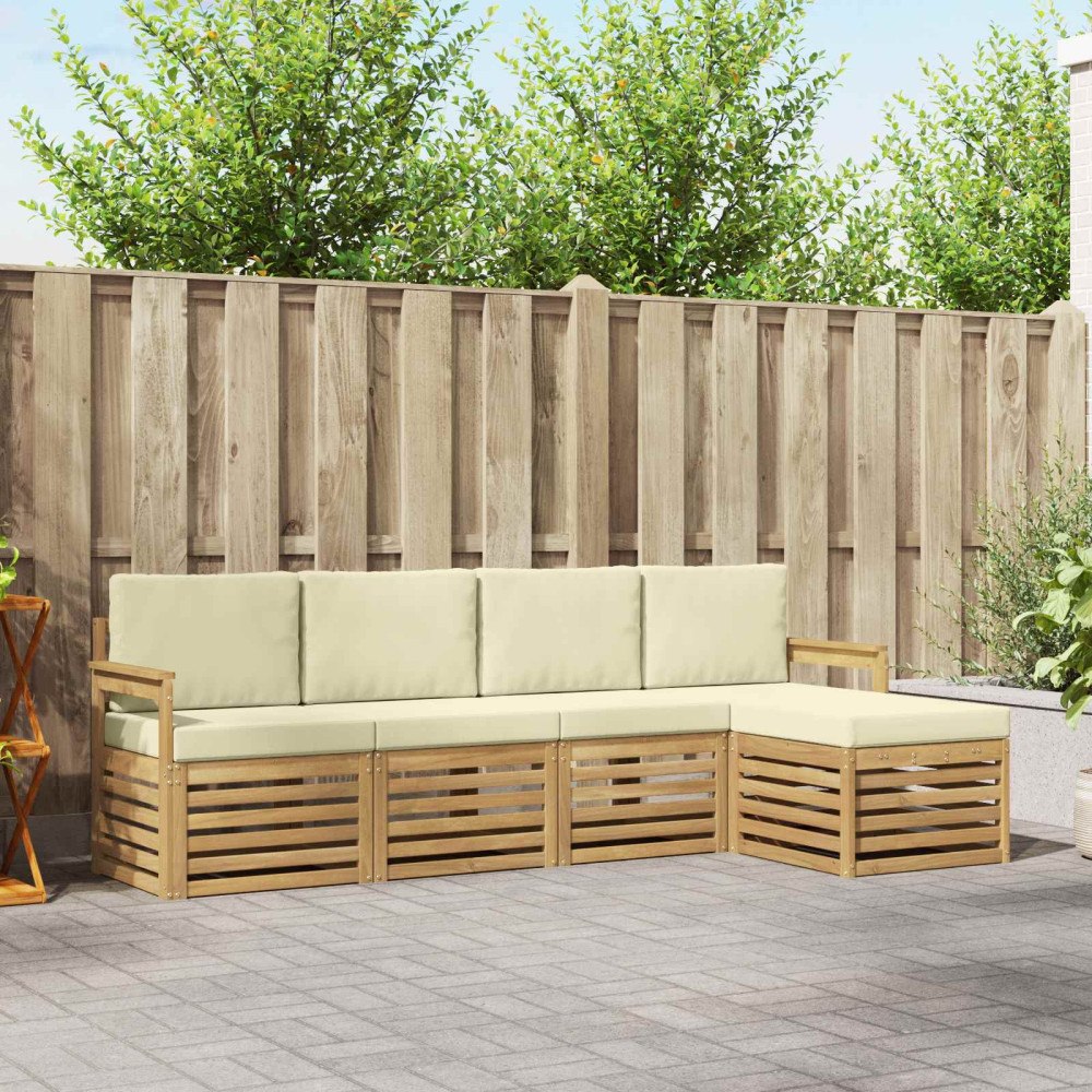 vidaXL Utomhussoffset 5 pcs Vit och grädde 249 x 122,5 x 73 cm