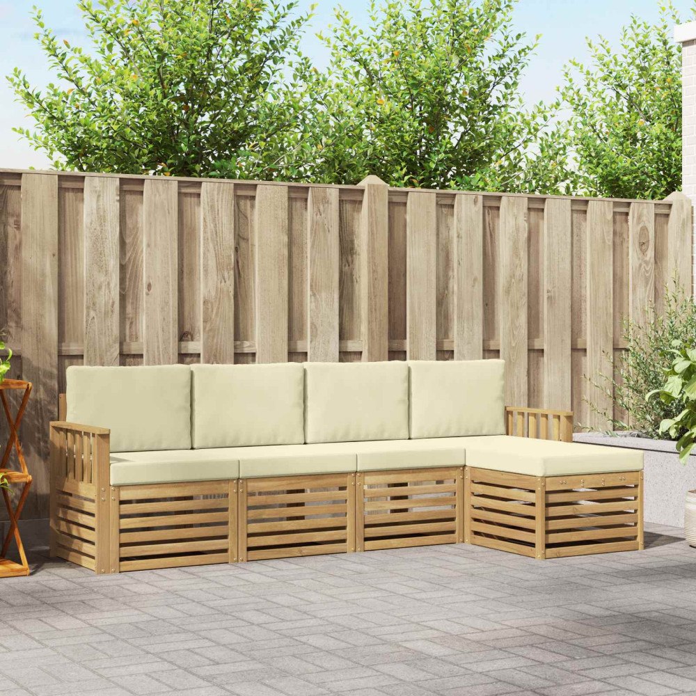vidaXL Utomhussoffset 5 pcs Vit och grädde 249 x 122,5 x 73 cm